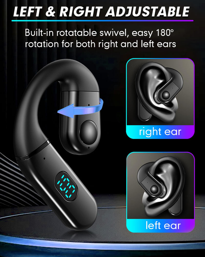 Xmenha T60 Bluetooth 5.5 Single Ear Open Ear Headset with Mic, Blue, IPX6 Waterproof, 20Hrs Playtime A battery