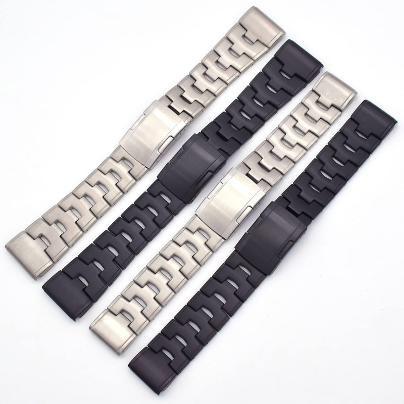 THEAGE Fenix 7X/6X/5X Plus Band, 26mm Titanium Metal Quick Release Easy Fit Watch Strap with Double Button Clasp Compatible for Garmin Fenix 7X/6X Pro/5X/5X Plus/3/3HR Smartwatch Black