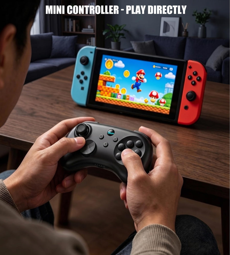 Wireless Fighting Controller for iOS/Android/Switch/PS4/PS3/PC, 6-Button Layout Bluetooth Controllers Retro Gamepad with Hall Joystick/Hall Trigger/Turbo/Programming Key for SEGA’s Classic Games,Black. Black