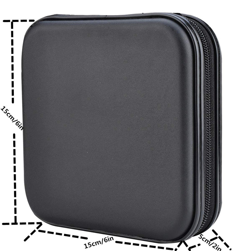 CD DVD Wallet, 32 Capacity Heavy Duty, DVD CD Case Holder for Car, Portable DVD/VCD Storage Disk, Hard Shell Sturdy case , Car CD Disk Holder, Booklet, Blu-ray Wallet (32 Capacity,Black) Black