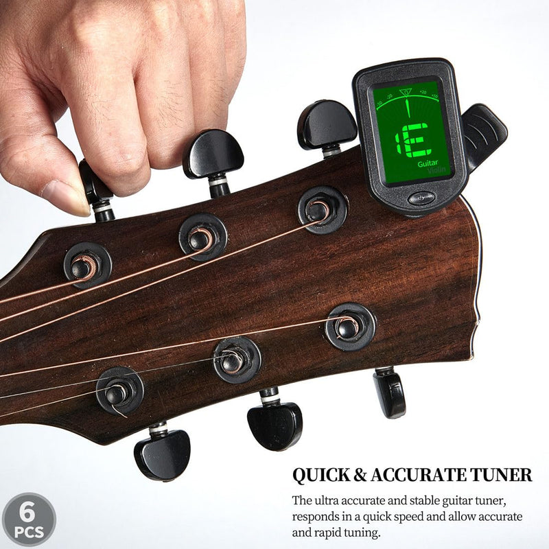 Guitar Tuner Clip On Ukulele Tuner 6 Pack for Guitar Bass Ukulele Violin Banjo Tuner