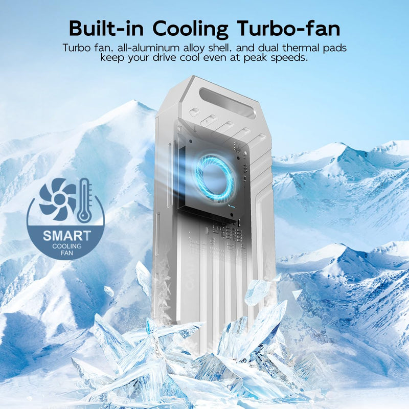 MAIWO NVMe Enclosure 40Gbps with Cooling Fan, All Aluminum Case Tool Free, M.2 PCIe M-Key SSD to USB4 Adapter Reader, Compatible with Thunderbolt4/3 USB3.2/3.1/3.0 8TB Capacity