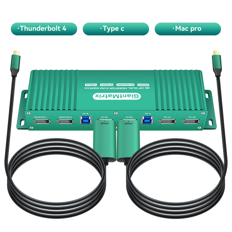 Thunderbolt 4 kvm Switch 144hz mac kvm Switch 144hz Thunderbolt kvm Switch 144hz Type c kvm Switch 144hz kvm Switch Type c 1440P 120Hz 144Hz Type-c to dp1.4 kvm Switch Cable