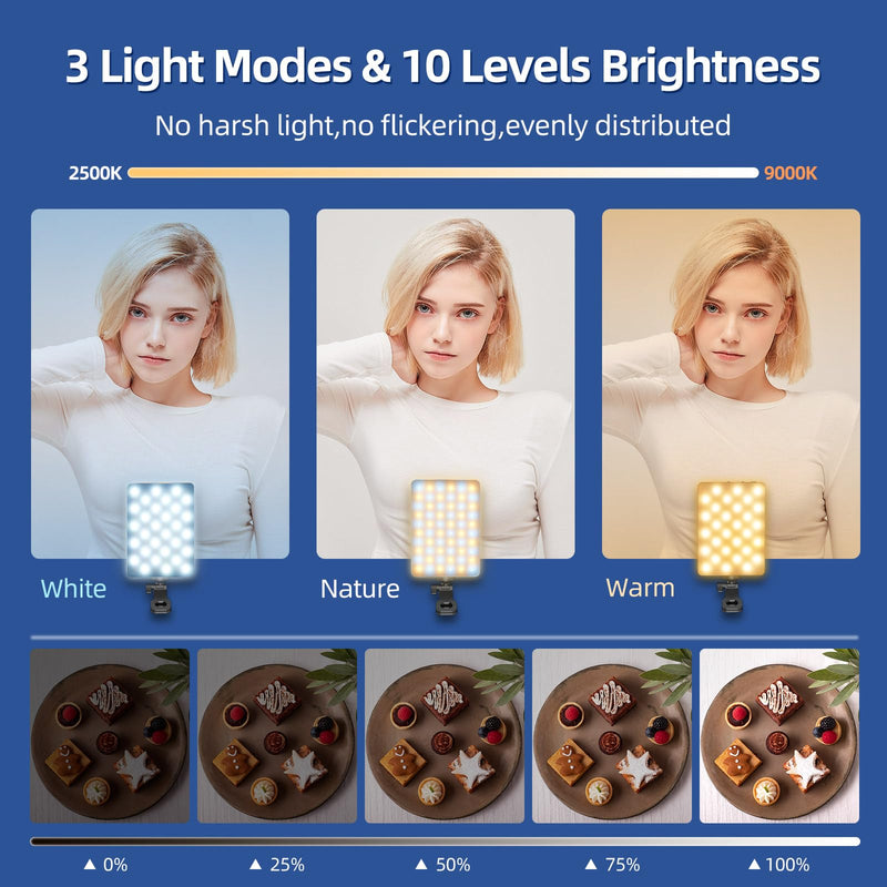 Led Selfie Light,Phone Light wtih Clip,3000mAh Rechargeable Selfie Light, Photo Light with 3 Light Modes, Portable Led Light for Phone,iPhone,Laptop,Pictures,Video Recording,TikTok, Selfie,Live,Vlog 3000mAh