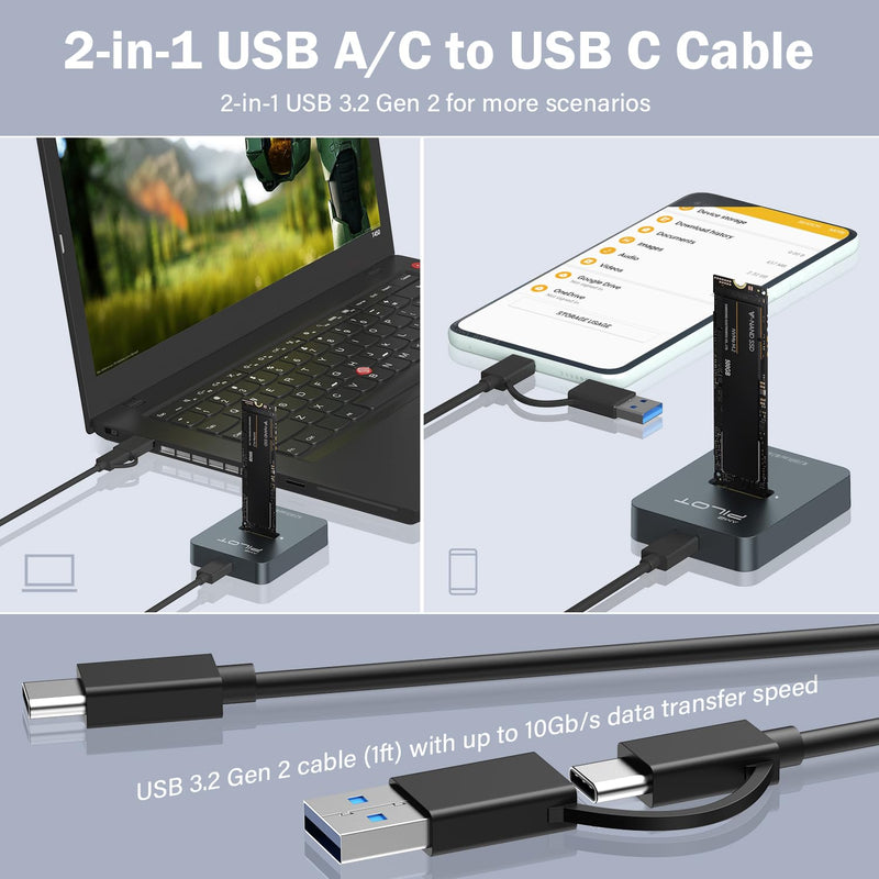 M.2 NVMe Reader Dock + M.2 SSD Adapter Round - SD03 Alloy + SD03C