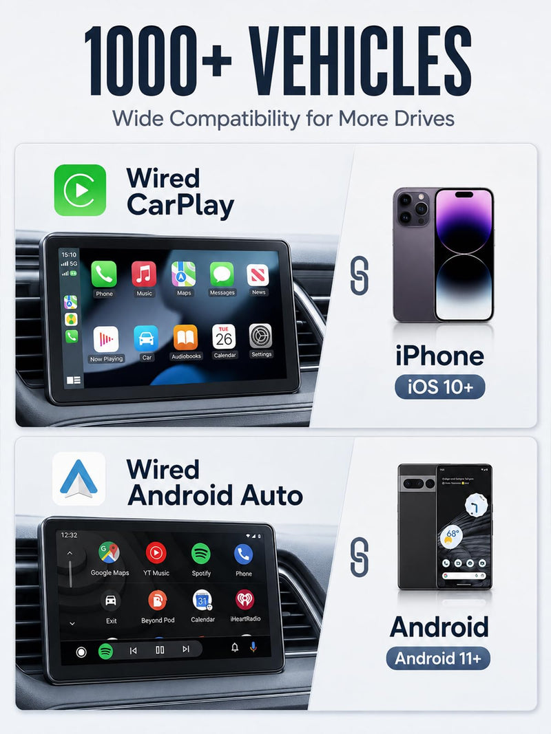 Wireless CarPlay Adapter - Convert Wired to Wireless, Fast Auto Connect and No Lag, Plug & Play USB with Gold-Plated Connector, Carbon Fiber Design, Compatible with iPhone 6 or Above