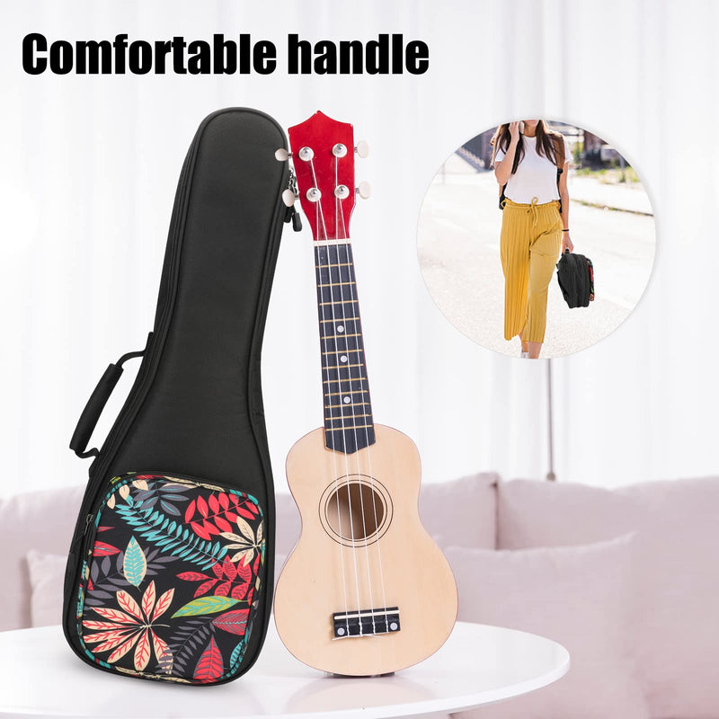 Ukulele Bag,21 23 26 Ukelele Case Thicker Pad For Soprano Concert Tenor Uke with Double Adjustable Straps and Handle (23 Inch, Black Leaves) 23 Inch