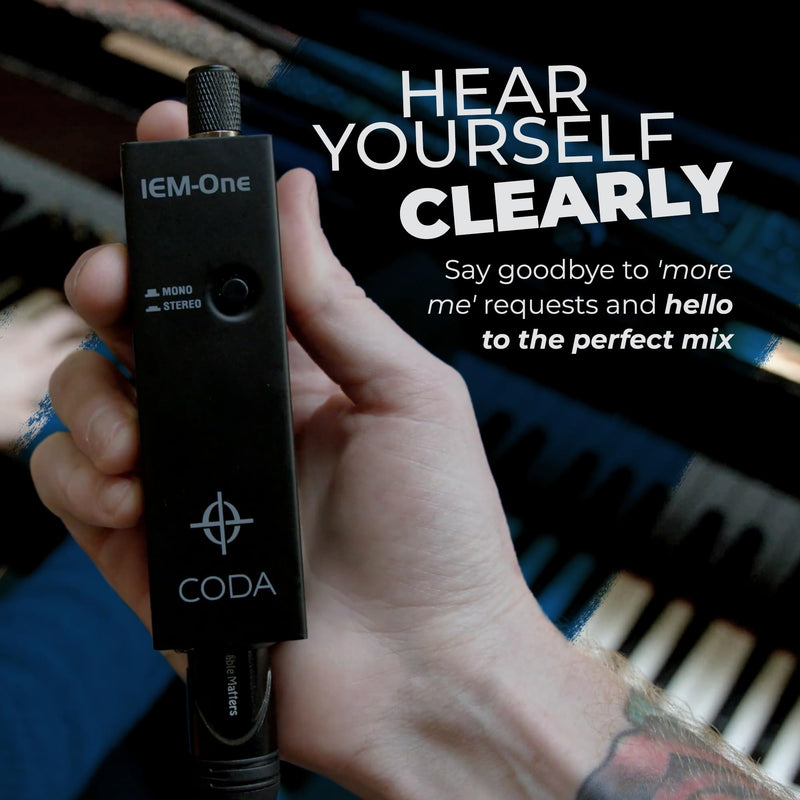 Coda Ultra-Compact Personal in Ear Monitor Amplifier - Single Channel | Headphone Amplifier System with XLR & TRS Input, Portable IEM Amp with Mono & Stereo Mix Panning, Belt Clip