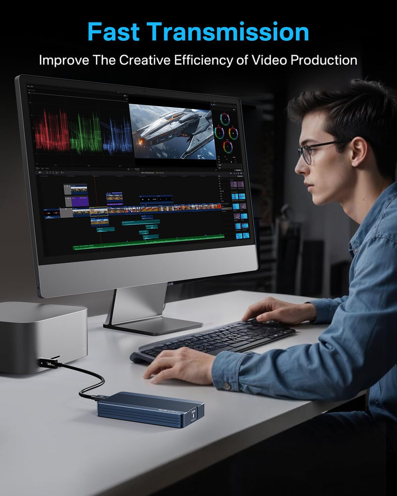 ACASIS 40Gbps M.2 NVMe SSD Enclosure with Aluminum for Thunderbolt 4/3/USB4 | Tool-Free Installation;Heat Sink; Noiseless Design;Supports 2280/2260/2242/2230 SSDs;40Gbps;Stable speed TBU405 Air