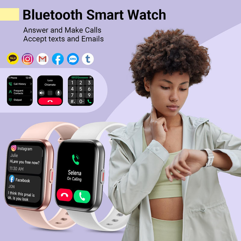 Smart Watch for Women Answer/Make Calls, 1.8'' Fitness Tracker Watch Alexa Built-in, Sleep Heart Rate Monitor, 2024 Ladies Smartwatches 120 Sport Modes 110 Dials, for Android iOS Phone, 2 Packs