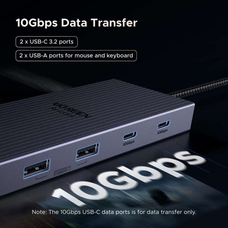 UGREEN USB C Docking Station Triple Monitor 4K, 12-in-1 Dock with 2xHDMI+DP | 2x10Gbps USB-C, 2xUSB-A, 100W PD, SD/TF 3.0, 1G Ethernet, 3.5mm Audio, Revodok Pro 3121 USB-C Hub Adapter,macOS Mirrors Only