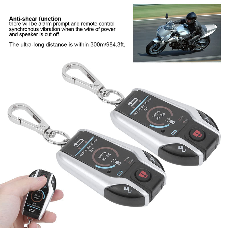 Qiilu 12V 2 Way Motorcycle Security Alarm System with Remote Control, Anti-Theft Security Burglar Alarm System