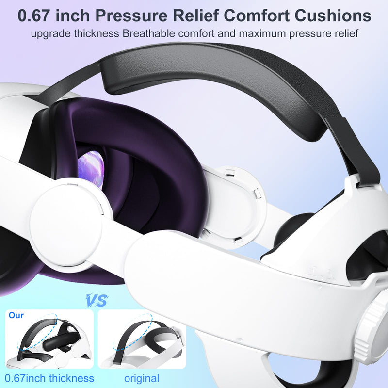 5000mAh Battery Pack for Oculus Quest 2 (Pack of 2),Pressure-Free Head Strap for Meta Oculus Quest 3