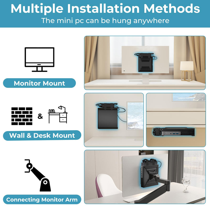 Mini PC Mount for HP, VESA Wall Under Desk Mount or Mount to a Monitor Arm for HP EliteDesk 800 G4 G3 G5 G9 EliteDesk 705 805, HP Pro Mini 400 260, HP ProDesk 400 405 600 Mini PC with Pen Holder