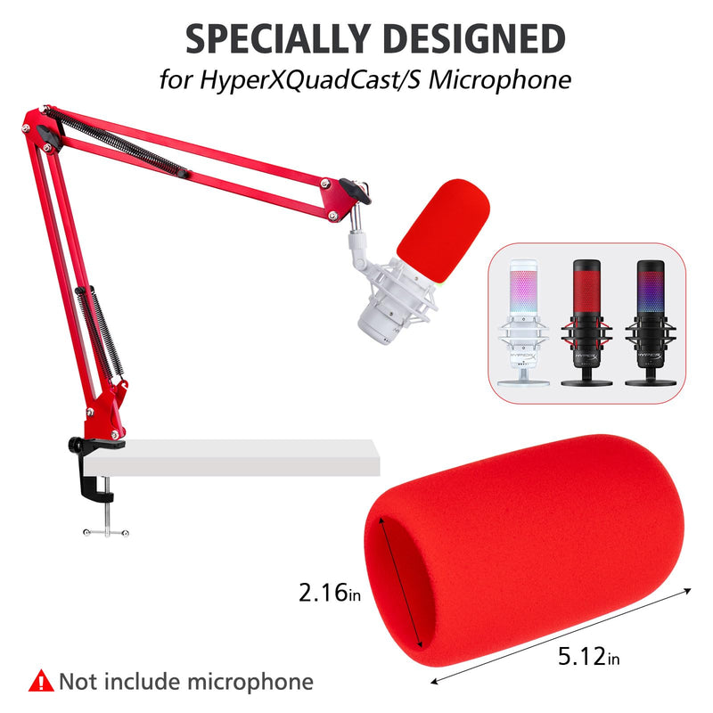 [AUSTRALIA] - SUNMON HyperX QuadCast Boom Arm - Red Boom Arm for Hyper x QuadCast with Red QuadCast Pop Filter, Sound Insulation and Noise Reduction, HyperX QuadCast Microphone Arm with 3/8" to 5/8" Adapter 