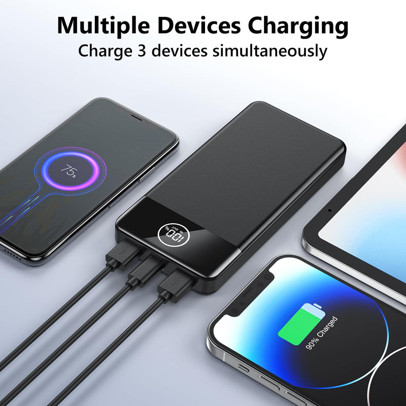 Portable Charger, 33800mAh Power Bank, 22.5W Fast Charging Battery Pack with USB C/USB A Output, Digital Display Portable Phone Charger for iPhone 15/14/13 Pro Samsung Google Android Cell Phone etc Black