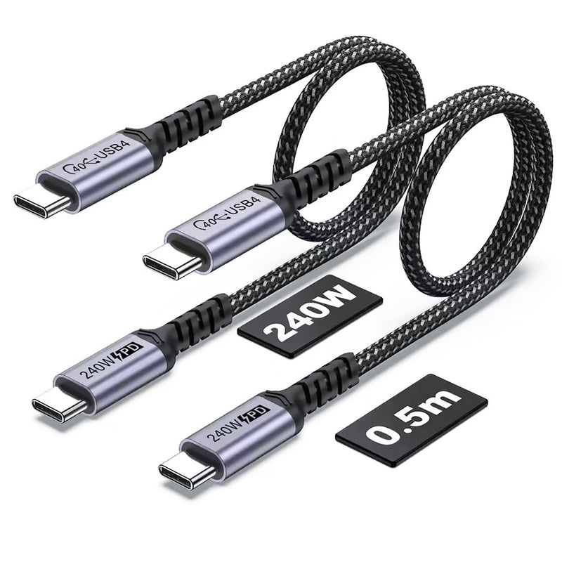 1.5FT USB 4 Cable 2 Packs 40Gbps USB 4 Cable with 240W Fast Charging and 8K Video Display Compatible with Thunderbolt 4, Thunderbolt 3, MacBook, iPhone 16/16 Plus/16 Pro Max 1.5ft, 1.5ft 240W / 40Gbps / 8k