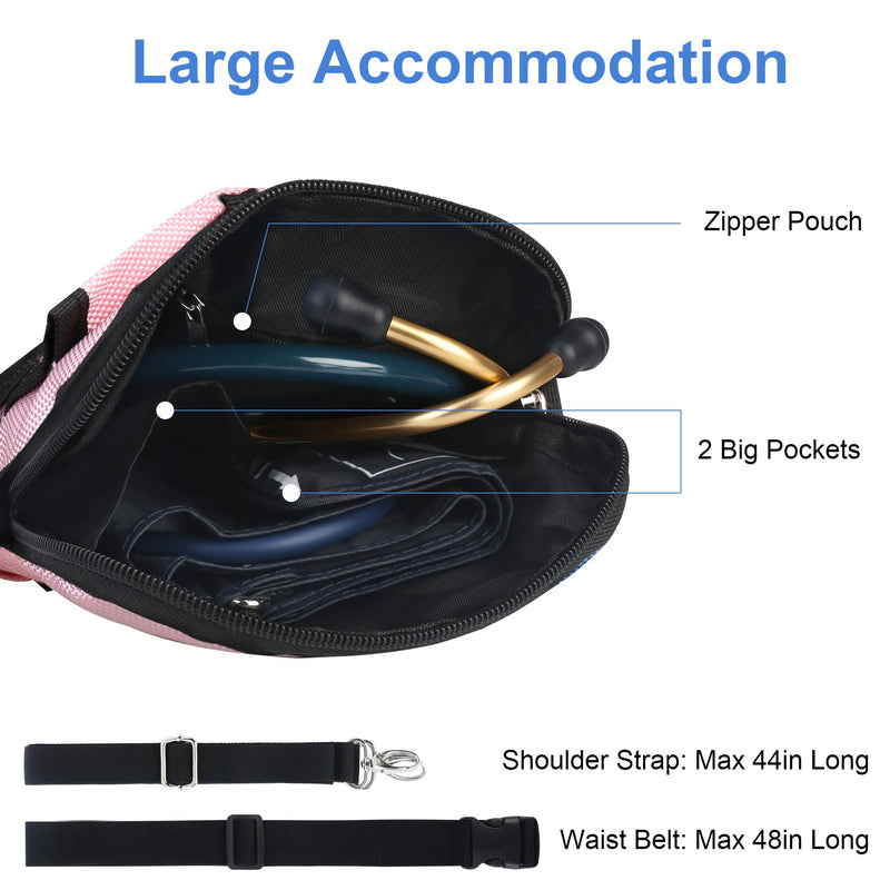BOVKE Nurse Fanny Pack with Medical Gear Pockets, Tape Holder, Medical Bag Nurse Waist Pouch Organizer with Utility Storage for Stethoscopes, Bandage Scissors and Other Emergency Supplies, Pink