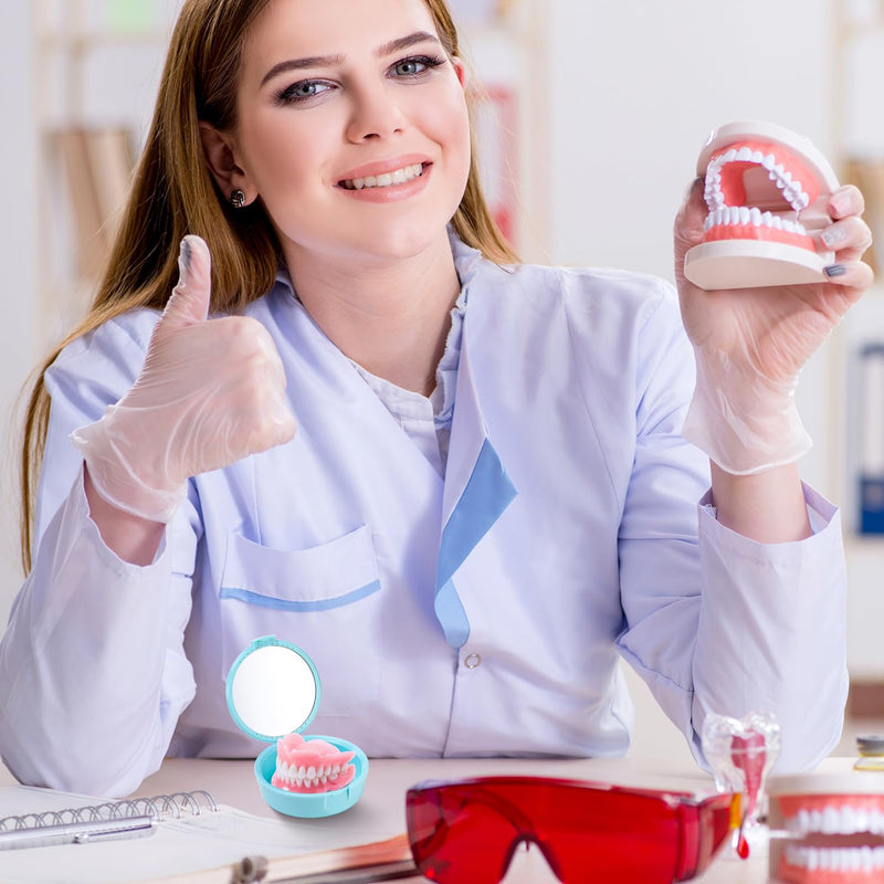 Arcjunys Braces Box with Mirror Denture Box Denture Box Retainer Case Tooth Rail Box for Travel and Daily Use