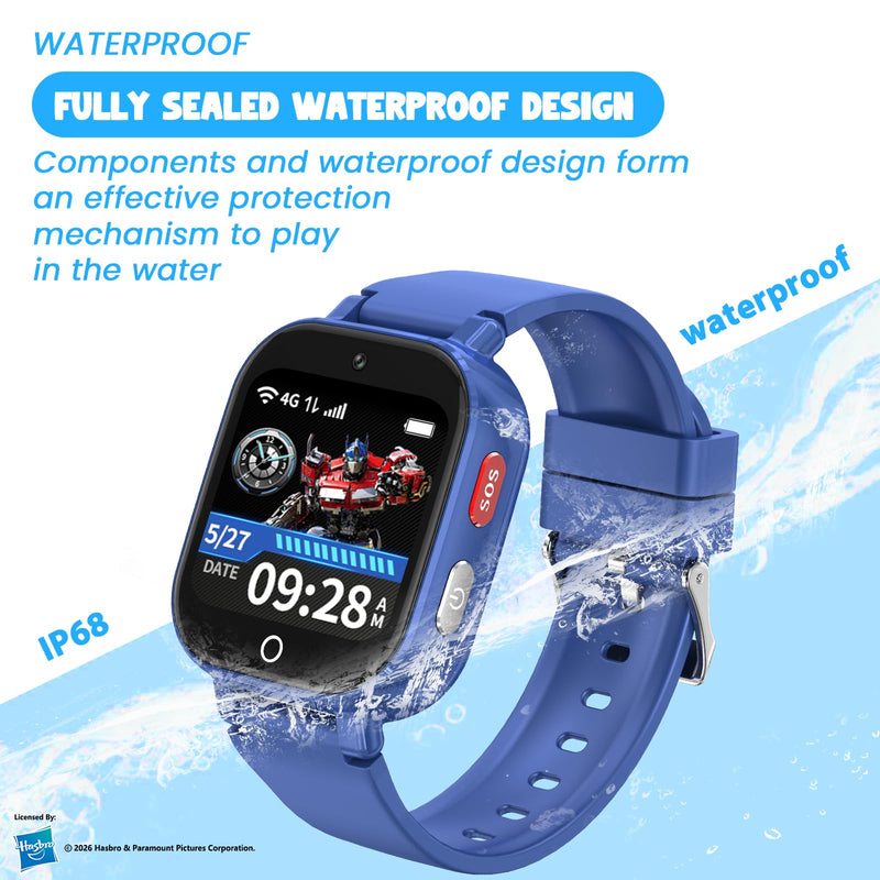 Smart Watch for Kids, 4G Kids Smartwatch with GPS Tracker Calling (Blue) | WIFI/Voice/Video Chat/SOS/SMS-receiving IP68 Waterproof Pedometer Camera Alarm Safe Zone Smartwatch Gift for Boys Girls 4-12 Blue