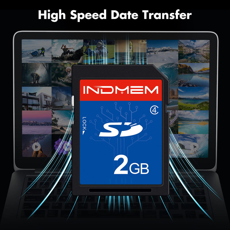 INDMEM SD Card 2GB Class 4 Flash Memory Card 2G SLC Stanard Secure Digital Cards (1PC) 1PC