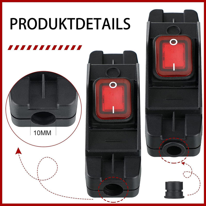 Leloco IP66 Garden Switch Waterproof Cable Switch, 16A 250V Waterproof Switch for Outdoor Use Switch Cable Switch Cord Switch Outdoor Use Waterproof Switch red