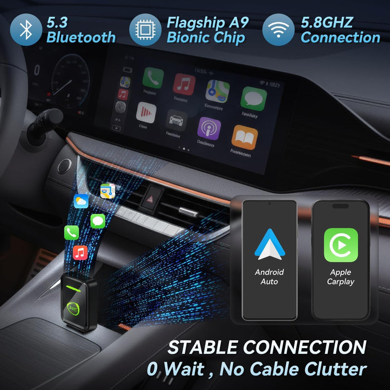 Wireless CarPlay Adapter 2025 Upgrade,Mini USB Design for Cars with Built-in Wired Apple CarPlay, 2-in-1 Plug and Play Easy Use Fast Stable Connection Car Play for iPhone(Black) black