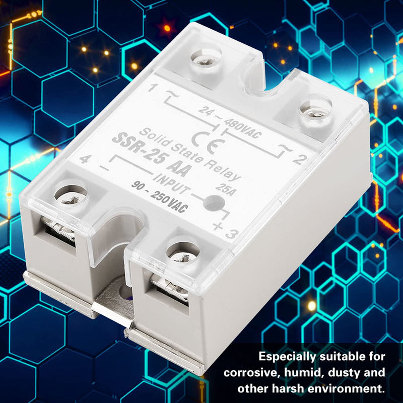 Solid State Relay, SSR-25, Distribution and Control Devices Relay AA 25A Solid State Relay Module (SSR AC Input 90-250V AC Output 24-480V AC)