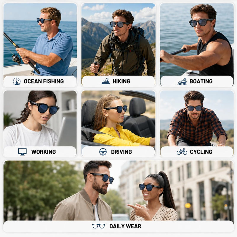 Smart Glasses with Camera, Bluetooth AI Sunglasses for Travel