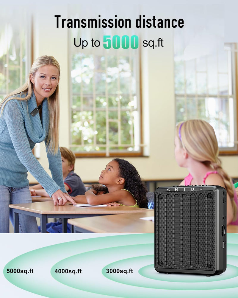 [AUSTRALIA] - SHIDU 20W Voice Amplifier Wireless Lavalier Microphone Bluetooth Voice Amplifier for Teachers Portable Microphone with Speaker for Classroom,Speech, Meeting,Yoga,Outdoors Black 