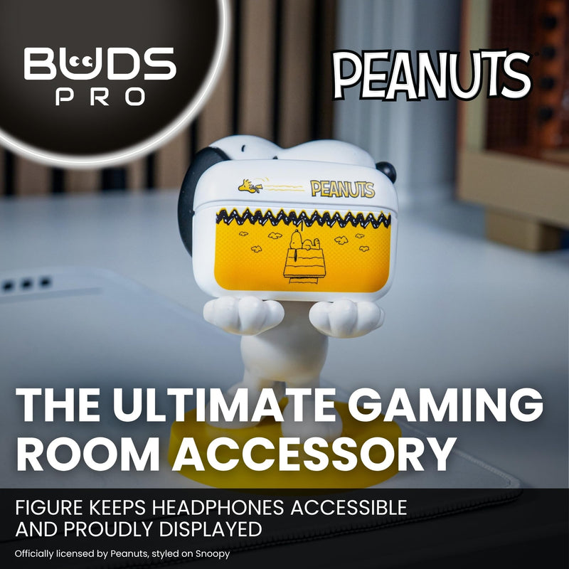 Buds Pro Peanuts Snoopy Wireless Bluetooth EarBuds & Phone Holder - In Ear Headphones with Microphone, 28+ Hours Playtime, Active Noise Cancelling Wireless Earbuds with IPX4 Rating & Charging Case