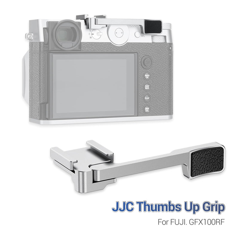 GFX100RF Thumb Grip, Metal 90° Foldable Thumb Up Grip for Fujifilm Fuji GFX100RF GFX 100RF Camera with Built-in Cold Shoe Mount, Hot Shoe Thumb Rest Support Holder Not Affect the Use of Dial -Silver