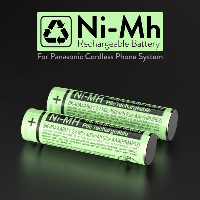 2 RocketBus BK-40AAABU Replacement 1.2V 400mAh Battery Packs for Panasonic Cordless Phone Handset