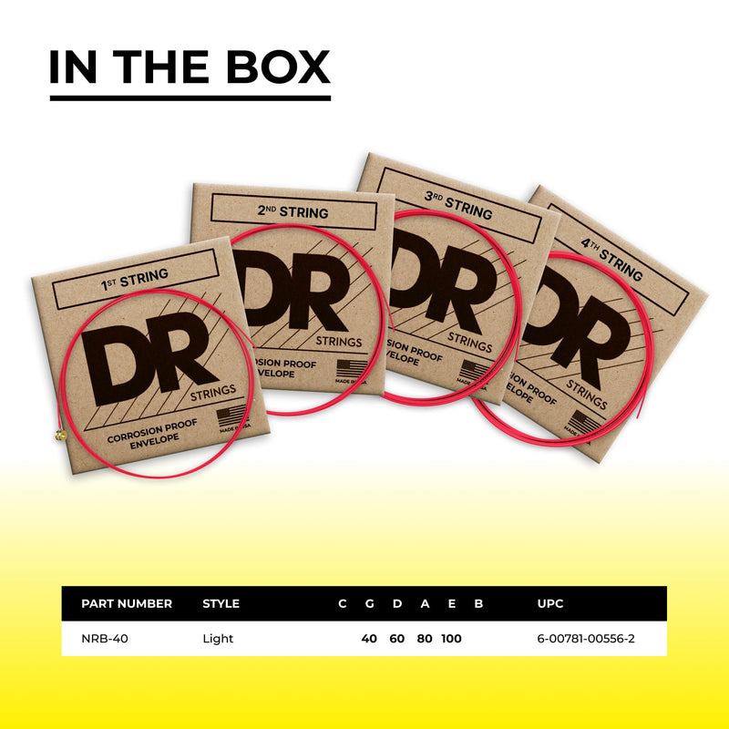[AUSTRALIA] - DR Strings Hi-Def Neon Red Bass Lite Strings (NRB40) 