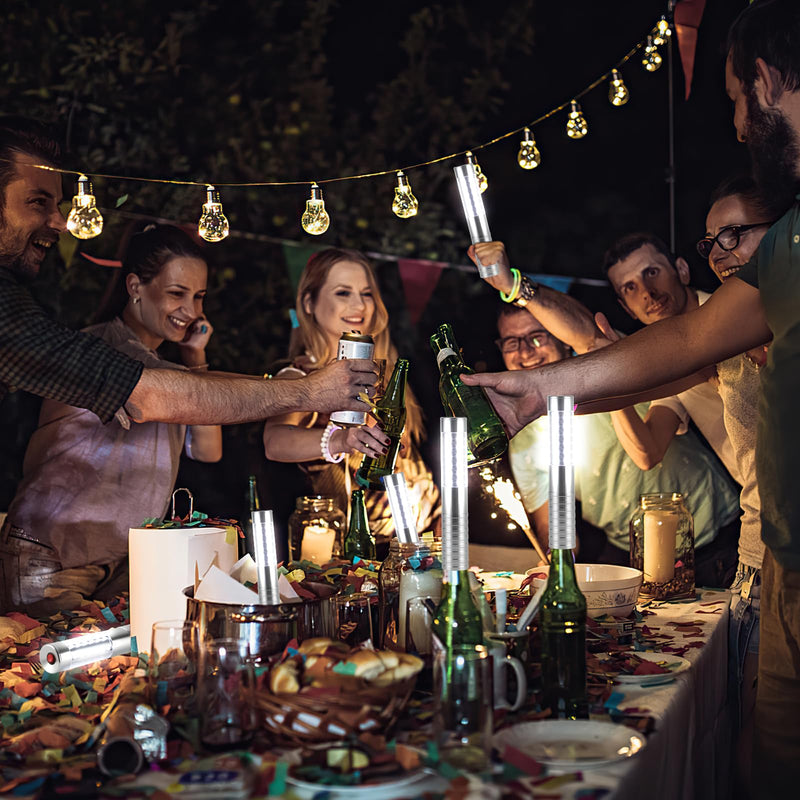 WILON Bottle Service Lights Rechargeable Bottle Service Sparklers Reusable Handheld Girl Lights LED Baton Strobe Light for Parties Bar Club Nightclub Birthday Weddings - 2 Pack Silver-2P
