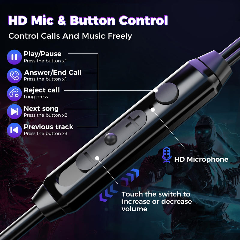 [AUSTRALIA] - BlueFire Wired Gaming Earbuds with Microphone, Deep Bass in-Ear Monitors Earphones, HiFi Noise Cancelling Headphones for Music Gaming Video Calling 