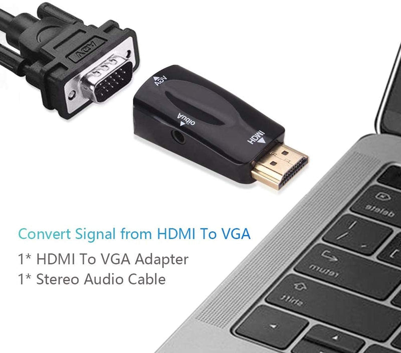 HDMI to VGA Adapter Converter with 3.5mm Audio Jack Cable,4K HDMI to VGA Converter Male to Female Gold-Plated Connector for Laptop,PC, Desktop,Monitor, Projector,HDTV,DVD HDTOVGA3.5