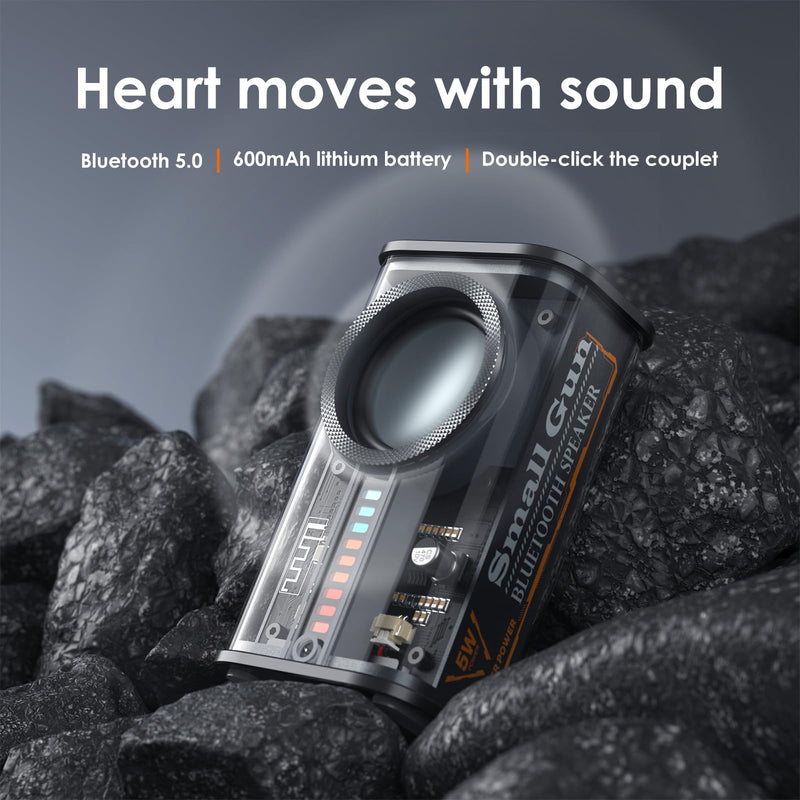 [AUSTRALIA] - Portable Bluetooth Speaker with Lights, Transparent Wireless Mini Bluetooth Speaker with TWS, Perfect Small Speaker HD Sound and Bass for Office, Home, Shower, Room, Bike, Car (Black) Black 