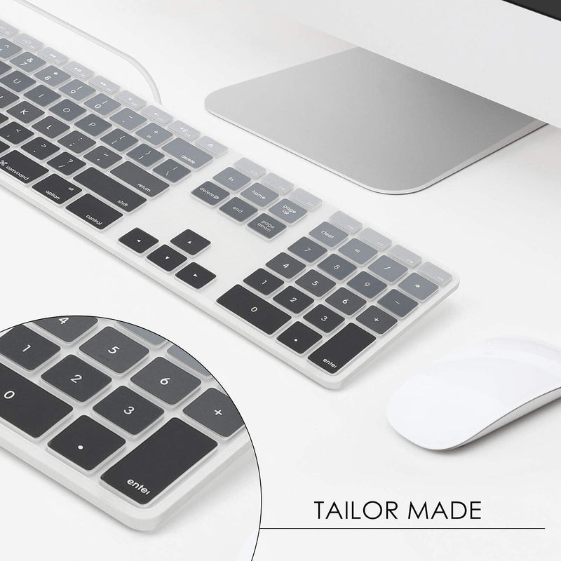 Allinside Ombre Grey Keyboard Cover for iMac Wired USB Keyboard A1243 MB110LL/B A1243: Rectangle Keys at First Line 03 Ombre Gray