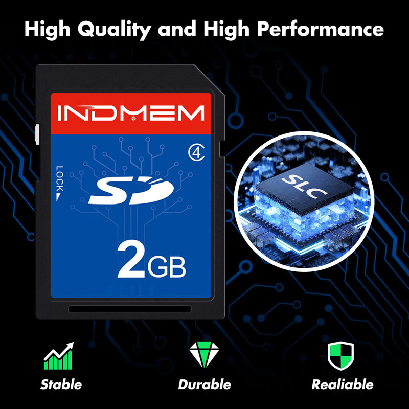 INDMEM 2 Pack SD Card 2GB Class 4 Flash Memory Card 2G SLC Stanard Secure Digital Cards (2PC) 2PC