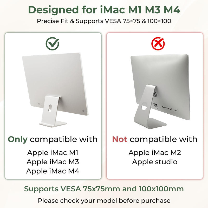 Metal VESA Mount Adapter Plate Bracket Only for Apple iMac 24-inch M1, M3, M4 Series Monitors, Fits 75x75/100x100 VESA Pattern, White VESA Mounting Plate for Monitor Arm Mounting, Hardware Included