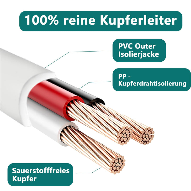 Protective Contact Extension, Spiral Extension Stretchable from 0.58 m to 2 m Max, IP20 Extension Cable, Extension (230 V/16 A), Spiral Cable with Schuko Plug and Coupling, White
