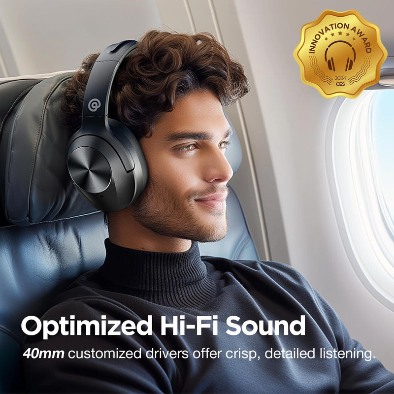 [AUSTRALIA] - Upgrade Pro‑level Hybrid Active Noise Cancelling Headphones with HD Sound, Wireless Bluetooth Headphones Over The Ear Unequaled Comfort, Vivid Deep Bass, for Home Office Travel Birthday Gift, Black 