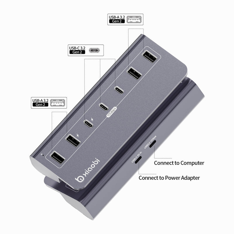 Powered USB Hub with 5V 3A Power Adapter and NVMe SSD Enclosure