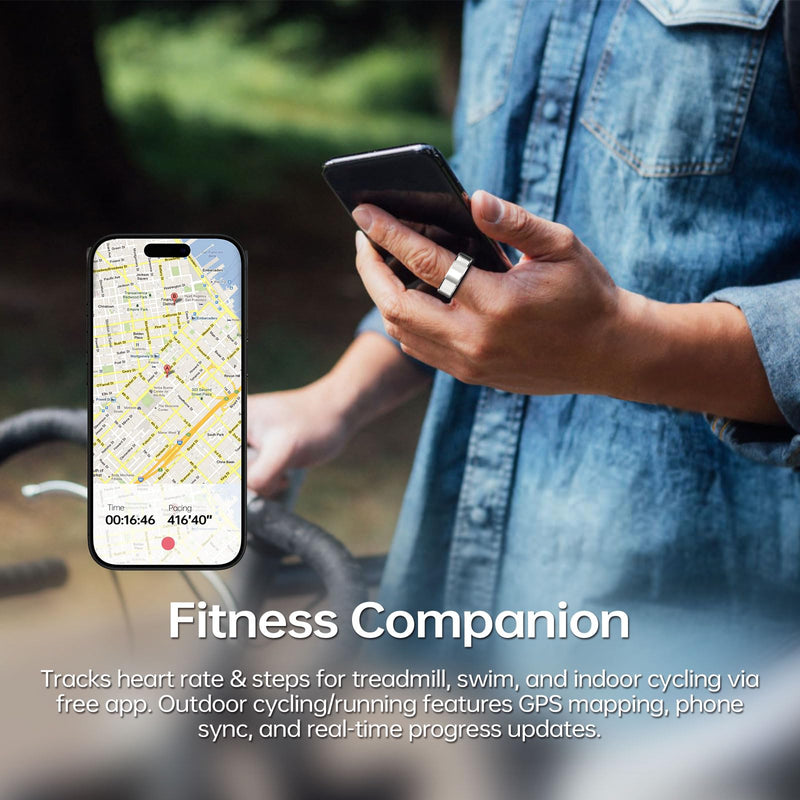 FitElf 3 Pro Smart Ring Fitness Tracker, Health Sleep Tracker, Blood Pressure, Heart Rate and Oxygen Monitor Ring for Women/Men, IP68, No Subscription, 10-Day Battery Life (Silver 9) Silver 9(59.3mm)