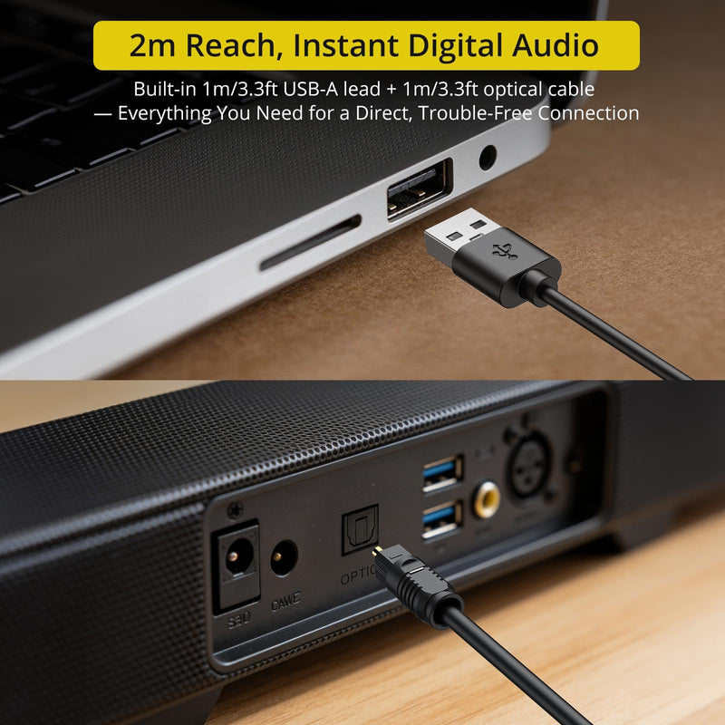 [AUSTRALIA] - PROZOR USB A to Toslink Optical Audio Adapter, 1M/3.3ft Cord, 96kHz SPDIF Digital Converter for Computer, PC, Mac, Laptop Only (Unidirectional, Not for TV or Game Consoles Like PS5/Xbox) 