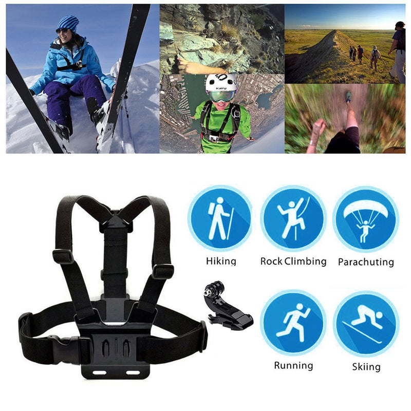 Chest Harness Mount Adjustable Chest Strap Belt with J Hook Compatible with Gopro Hero 12 11 10 9 8 7 /AKASO/Dragon Touch/Vemont/Remali Capature Cam/WOLFANG/Surfola Action Camera Accessories