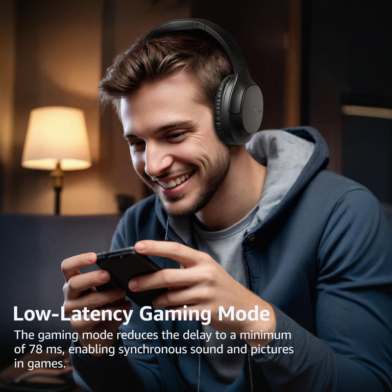 [AUSTRALIA] - TOZO Bluetooth 5.4 Over Ear Headphones, ENC Call Noise Cancelling Mic, Foldable Wireless Headset, 70H Playback, Deep Bass Stereo Sound, Customizable EQ via Button & App, for Travel and Home, Upgraded Black 