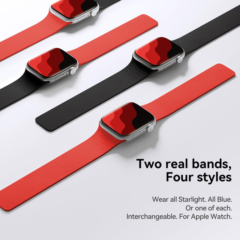 X-it 2 Pack Textured Magnetic Apple Watch Bands, Interchangeable Mix & Match Straps for Men Women - Compatible with iWatch Ultra 3 / 2 / Ultra, Series 11 10 9 8 7 6 5 4 3 2 1 / SE, Silicone iwatch Band for 49mm 46mm 45mm 44mm 42mm 41mm 40mm 38mm