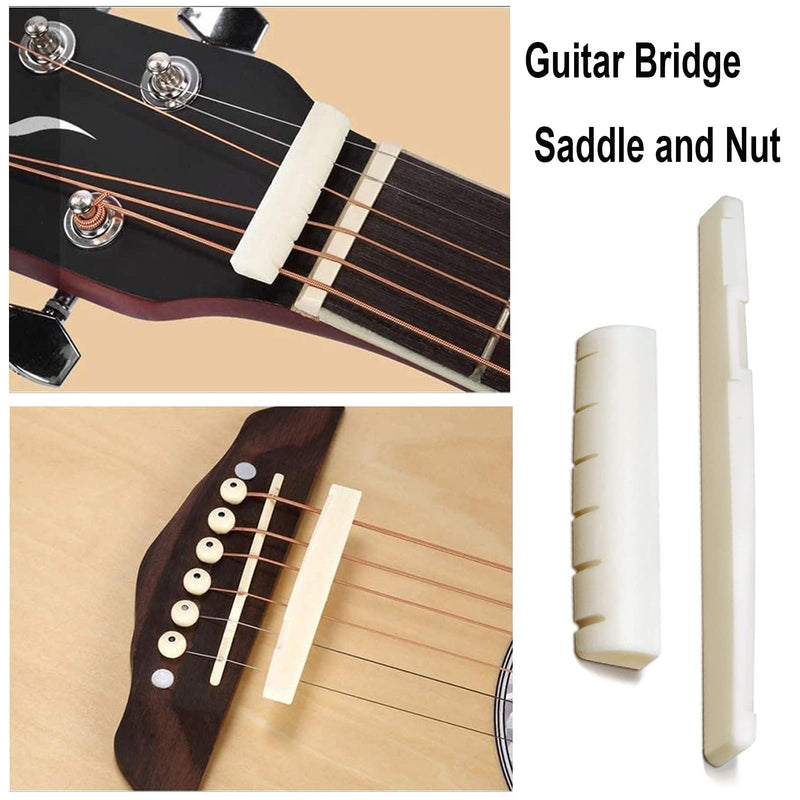 14Pcs Acoustic Guitar Bridge Pins String Pegs Guitar Saddle Nut With 3-In-1 Pin Puller Remover Guitar String Winder And Cutter Guitar Parts Accessories Replacement Tools Kits（white+black） C:14pcs+3-in-1 Pin Puller